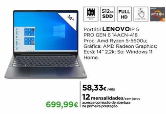 El Corte Inglés Notebook lenovo promoção