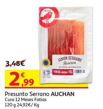 Auchan Presunto serrano auchan:cura 12 meses fatias 120 g promoção