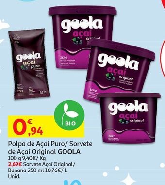 Auchan Polpa de açaí puro goola promoção