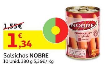 Auchan Salsichas nobre:10 uni 380(250)g promoção