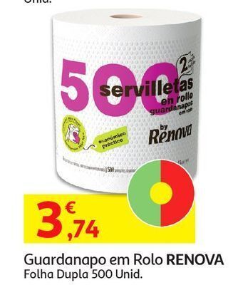 Auchan Guardanapo em rolo renova:folha dupla 500un promoção