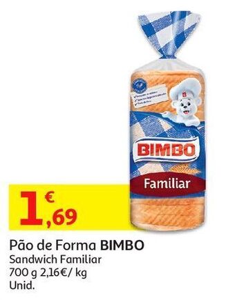 Auchan Pão de forma bimbo:sandwiche familiar 700 g promoção