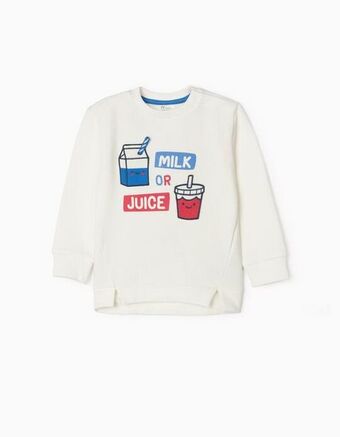 Zippy Sweat para bebé menino 'milk or juice', branco promoção