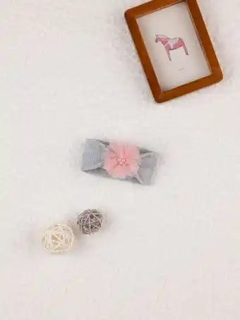 Faixa de cabeça de menina 'flower' cinzenta - prénatal