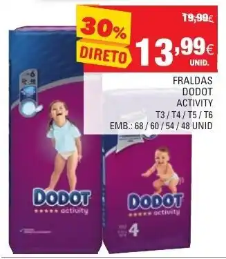 Continente Fraldas Dodot Activity 68/ 60/ 54/ 48Unid promoção