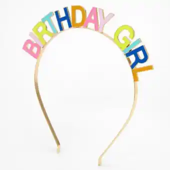 Claire's Gold birthday girl rainbow headband promoção