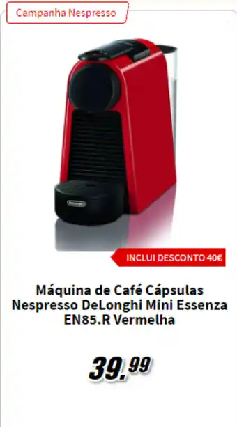 MediaMarkt Máquina de Café Cápsulas Nespresso DeLonghi Mini Essenza EN85.R Vermelha promoção