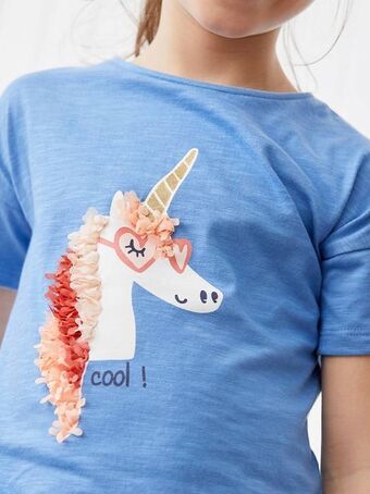 Vertbaudet T-shirt com detalhes em relevo e irisados, para menina -... promoção