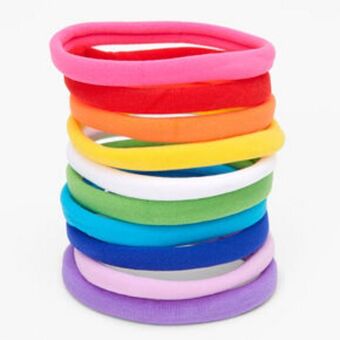 Claire's Neon rainbow rolled hair bobbles - 10 pack promoção