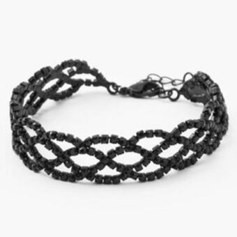 Black rhinestone infinity chain bracelet