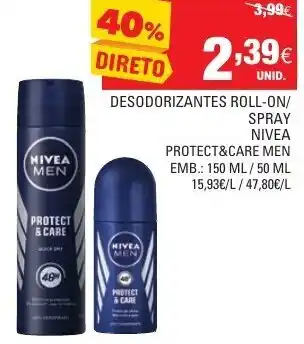 Continente Desodorizantes Roll-on/Spray Nivea 150ml/50ml promoção