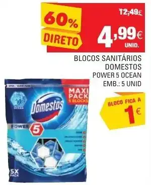 Continente Blocos Sanitários Domestos Power 5 Ocean 5 Unid promoção