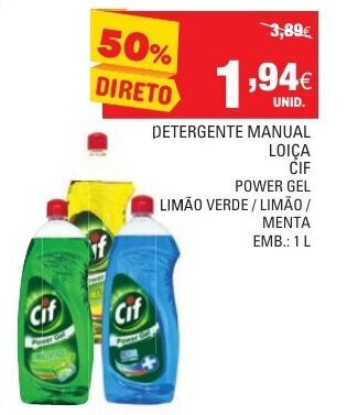 Continente Detergente Manual Loiça Cif 1L promoção