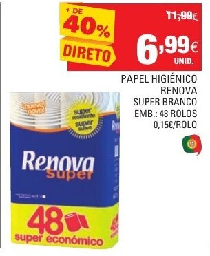 Papel Higiénico Renova Super Branco 48 Rolos