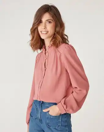 Naf Naf Blusa fluida color rosa promoção