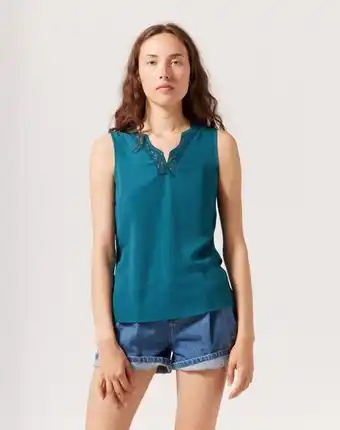 Naf Naf Camiseta sin mangas color azul plomo promoção