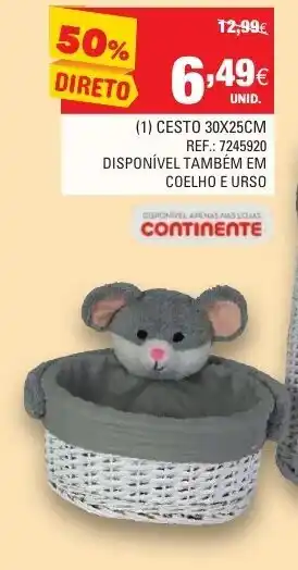 Continente (1) Cesto 30x25cm Disponível Também em Coelho e Urso promoção