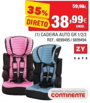 Continente (1) Cadeira Auto GR 1/2/3 promoção