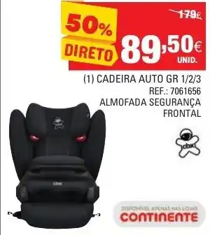 Continente (1) Cadeira Auto GR 1/2/3 Almofada Segurança Frontal promoção