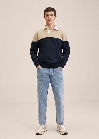 Polo de algodão com bloco de cor