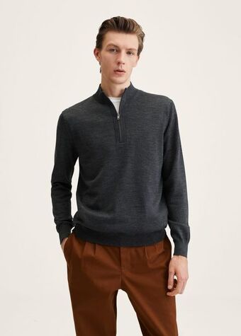 Mango Camisola de lã com gola de fecho de correr promoção