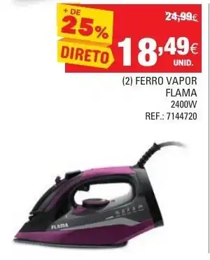 Continente (2) Ferro Vapor Flama 2400W promoção