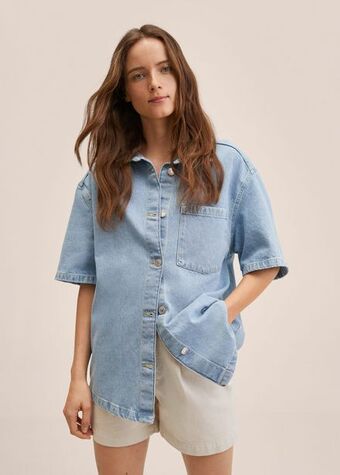 Camisa de ganga com bolso