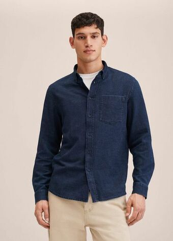 Mango Camisa de ganga com bolso promoção