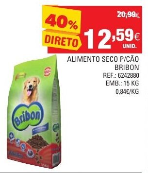 Alimento Seco P/Cão Bribon 15kg