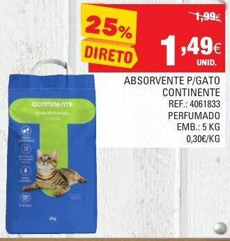 Continente Absorvente P/Gato Continente 5kg promoção