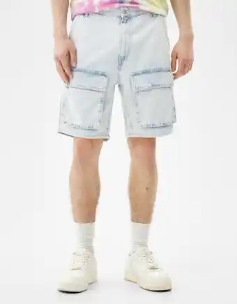 Bershka Calções bermuda em denim cargo promoção