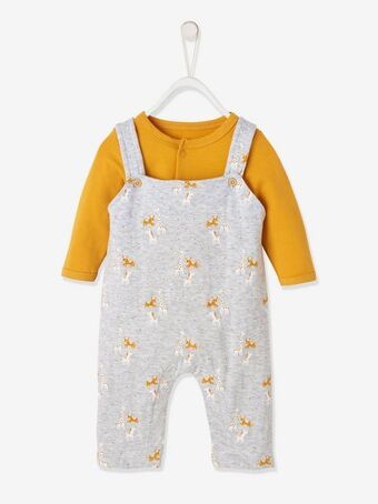 Vertbaudet Conjunto para recém-nascido: jardineiras + body em algodão... promoção
