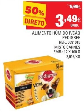 Continente Alimento Húmido P/Cão Pedigree 12x100g promoção