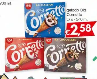 Bolama Gelado Ola Cornetto c/6 540ml promoção