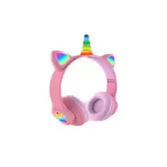 Fones de ouvido sem fio bluetooth luz led unicórnio tws-uni200p rosa