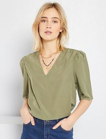 Kiabi Blusa fluida com gola em bico promoção