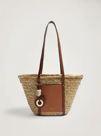 Parfois Shopper tipo cesto de palha, bege promoção
