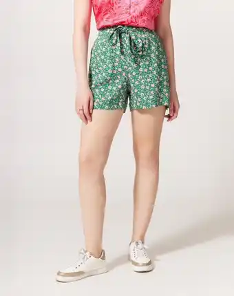 Naf Naf Short estampado flores liberty color verde promoção