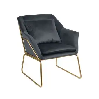 Hôma Cadeirão gemstone cinza com pernas em metal dourado promoção