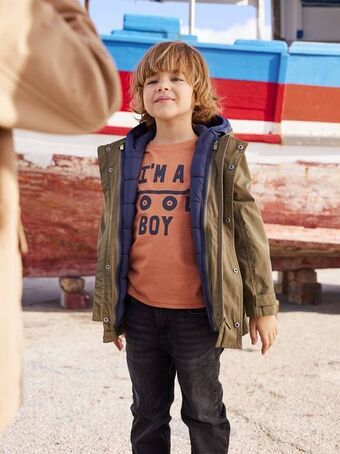 Vertbaudet Parka 3 em 1, para menino - verde escuro liso com motivo promoção