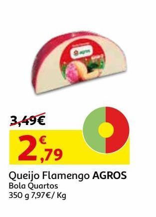 Auchan Queijo flamengo bola agros:quartos 350 g promoção