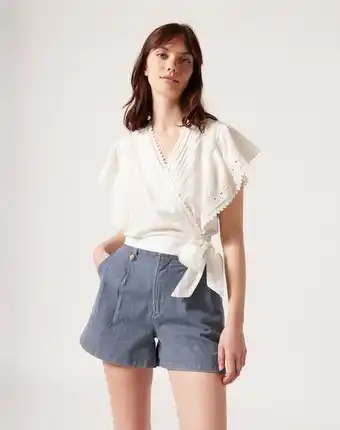 Naf Naf Blusa cierre pareo color crudo promoção