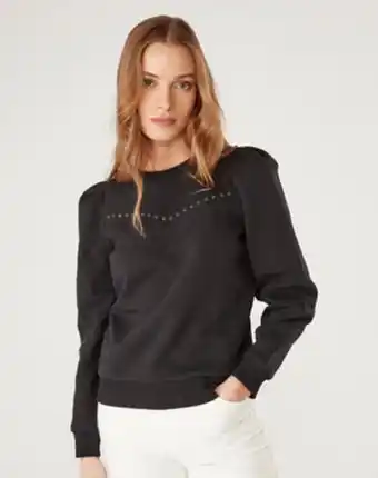 Naf Naf Sudadera pedrería color negro promoção