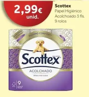 Scottex Papel Higienico Acolchoado 3fls. 9 rolos