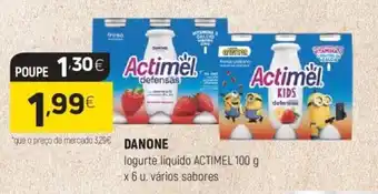 Coviran Danone Iogurte Liquido Actimel 100g x 6 u. varios sabores promoção