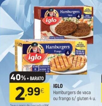 Coviran Iglo Hamburguer de Vaca ou Frango s/ gluten 4 u. promoção