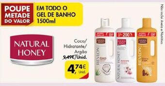 Pingo Doce Gel de banho natural honey promoção
