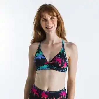 Decathlon Top bikini de surf bea palmdark mulher costas ajustável preto promoção