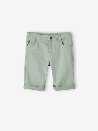 Vertbaudet Bermudas para menino - verde claro liso com motivo promoção