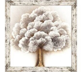 Pintura original emoldurada arvore branco harry